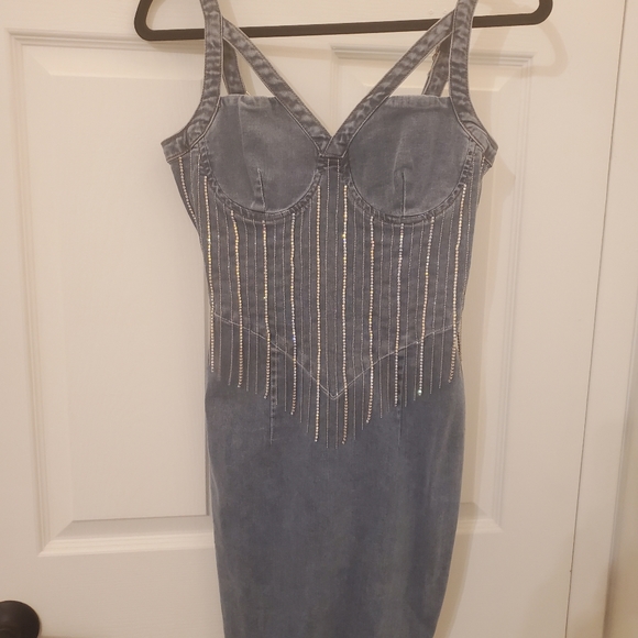 Denim Rhinestone Dress - Picture 2 of 4